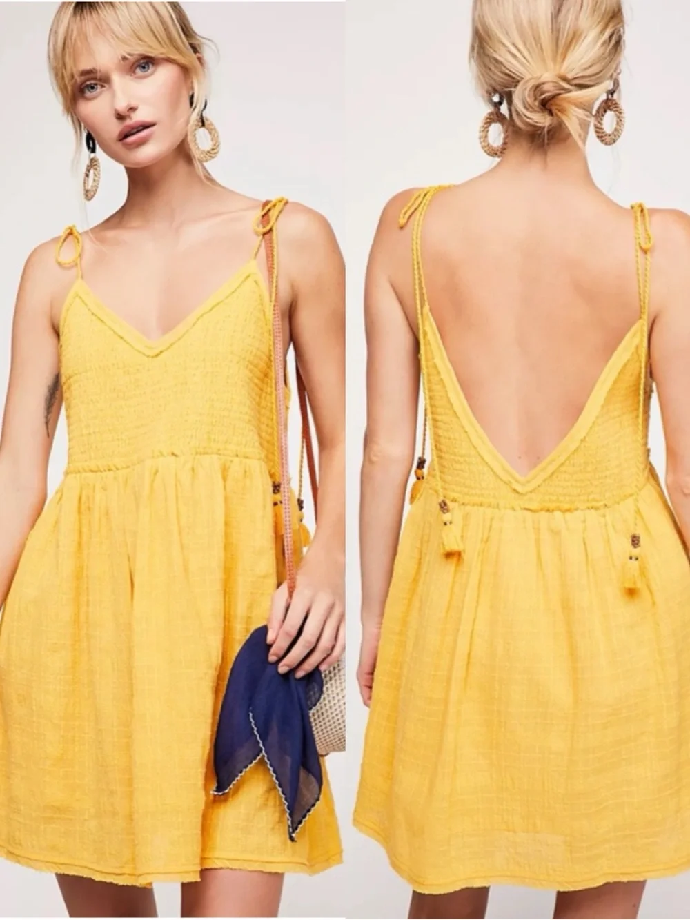 Free People Sundrenched Mini Dress Pockets Womens size small